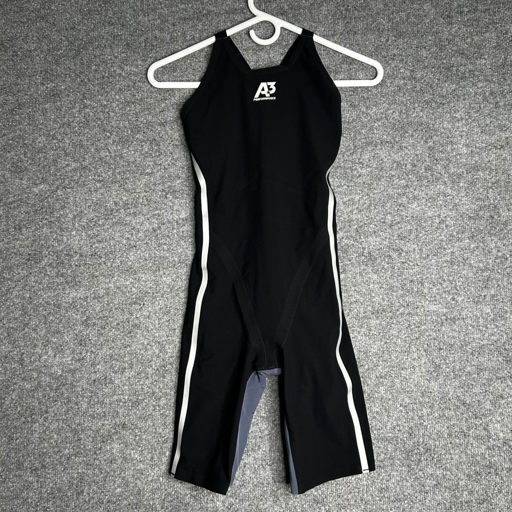 A3 Performance VICI Technical Racing Swimsuit FINA Kneeskin Black Size 26